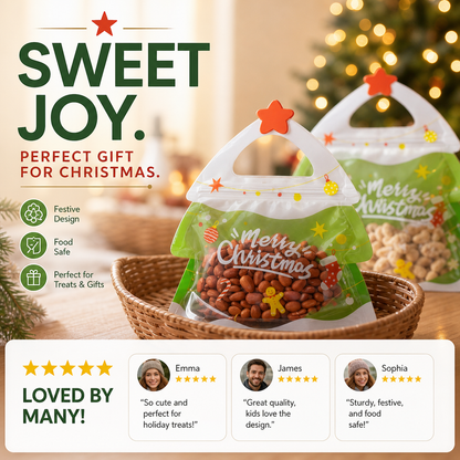 💖LAST DAY SALE 50% OFF!!🎁Easy Fill, Easy Seal🎄 Festive Self-Seal Treat Bags – Santa & Snowman Print | Resealable, Food-Safe & Perfect for Cookies, Chocolates & Little Gifts 🎅⛄