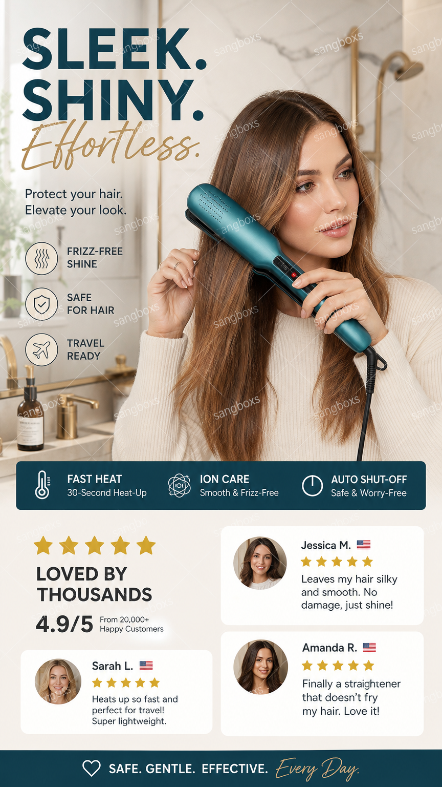 2-in-1 Hair Straightener and Curler with Negative Ionic Care