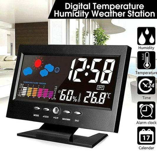 🌡️ ✨ Digital LED Weather Station - Temperature & Humidity Monitor with Forecast Display & Table Alarm Clock 📊⏰