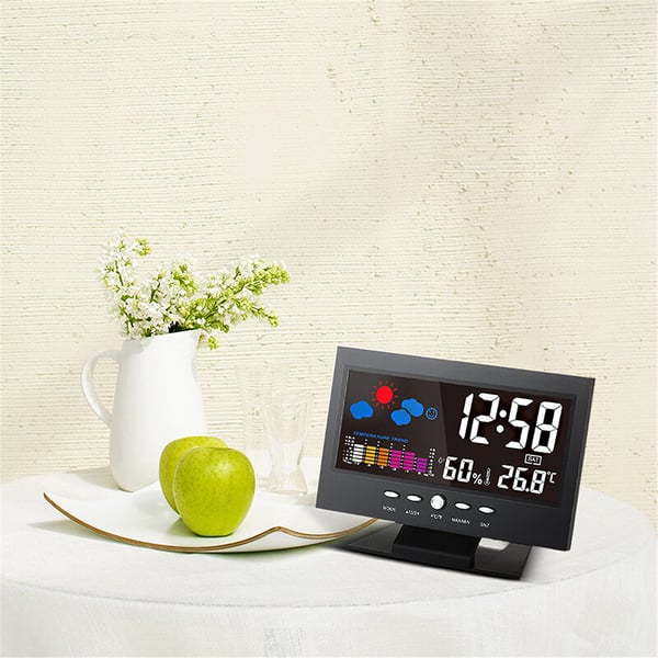 🌡️ ✨ Digital LED Weather Station - Temperature & Humidity Monitor with Forecast Display & Table Alarm Clock 📊⏰