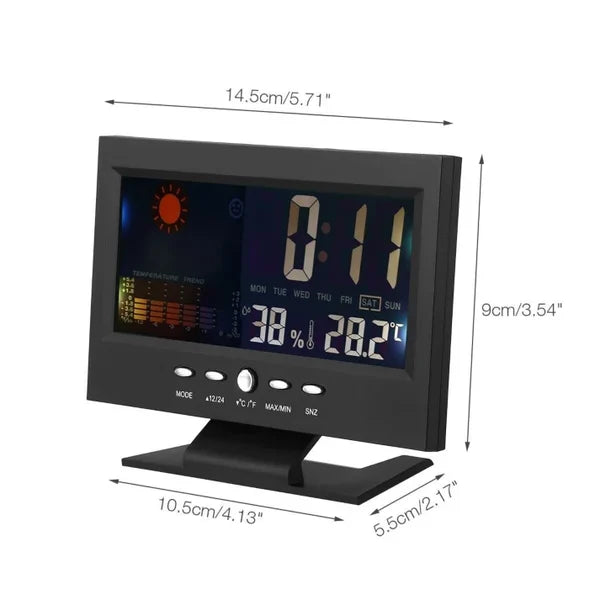 🌡️ ✨ Digital LED Weather Station - Temperature & Humidity Monitor with Forecast Display & Table Alarm Clock 📊⏰