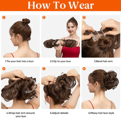 Messy Side Comb Hair Bun – Instant Voluminous Updo Clip-In – 10-Second Effortless Styling, Slip-Proof All-Day Hold, Premium Heat-Friendly Fiber Up to 160°C & Lightweight Only 90g – 3 Placement Styles 🎀