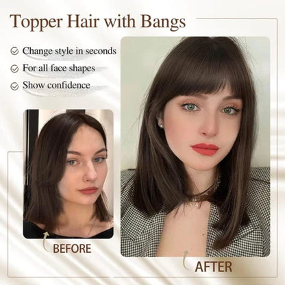 🔥Flash Sale🔥Natural Hair Toppers with Bangs for Women🛒