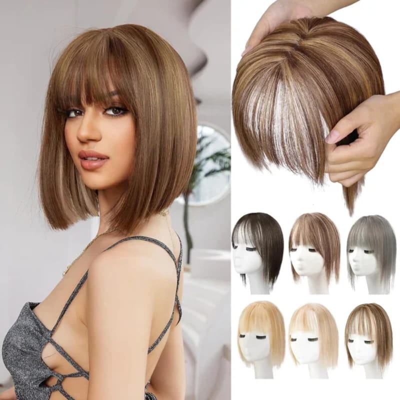 🔥Flash Sale🔥Natural Hair Toppers with Bangs for Women🛒