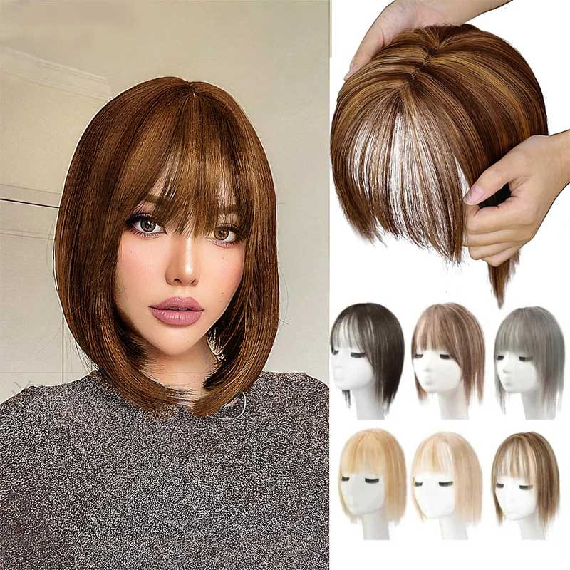🔥Flash Sale🔥Natural Hair Toppers with Bangs for Women🛒