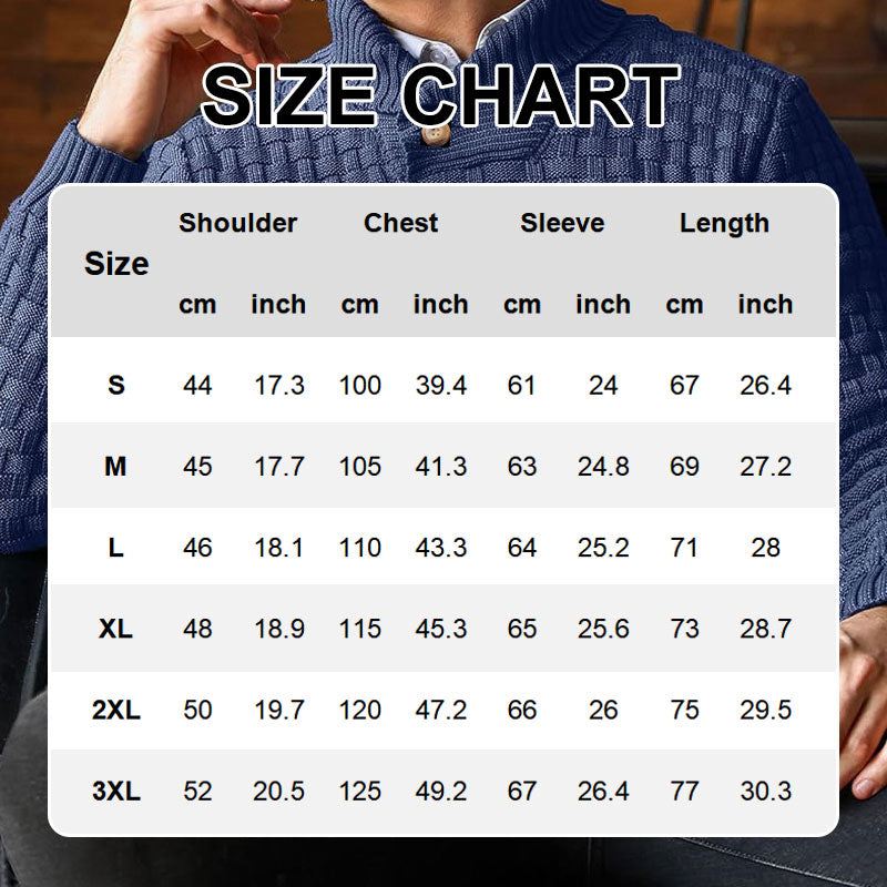 Men's Textured Stand Collar Pullover Premium Wool Sweater