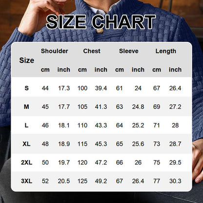 Men's Textured Stand Collar Pullover Premium Wool Sweater