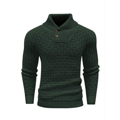 Men's Textured Stand Collar Pullover Premium Wool Sweater