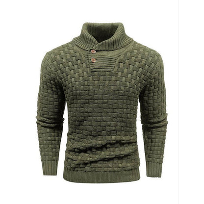 Men's Textured Stand Collar Pullover Premium Wool Sweater