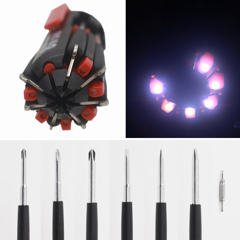 📢📢50%  OFF !! ⏰ 8-in-1 Folding Screwdriver – Built-In LED Work Light & Flashlight