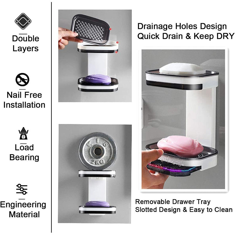 🎁New Arrivals 50% OFF🧼No-Drill Fast-Draining Soap Tray – Keep Soap Dry Instantly, Wall-Mounted Self-Draining Soap Holder for Shower, Bathroom & Kitchen Sink ✨
