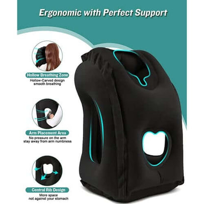 😴 LIMITED-TIME 50% OFF! ✈️ Inflatable Ergonomic Hollow-Cutout Travel Pillow – PVC Flocking, Quick Inflate, With Storage Bag ✨
