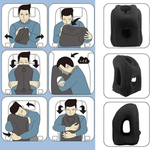 😴 LIMITED-TIME 50% OFF! ✈️ Inflatable Ergonomic Hollow-Cutout Travel Pillow – PVC Flocking, Quick Inflate, With Storage Bag ✨