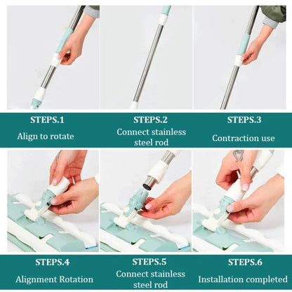 🔥Summer Hot Sale 50% OFF🔥Flat Mop with Stainless Steel Handle with Reusable Washable Mop Cloths