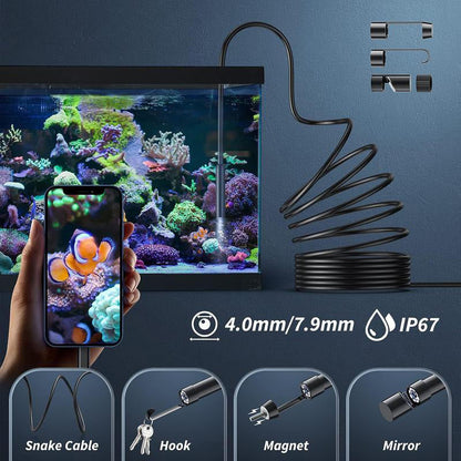 🥳2026 HOT SALE🥳💞50K+ SOLD! 📱🔍 50% OFF! Waterproof HD Endoscope Camera – 200W HD, 8mm probe. Type-C/Micro/Lightning – plug & play with 99% phones. Ideal for tight spaces! 🔌✨