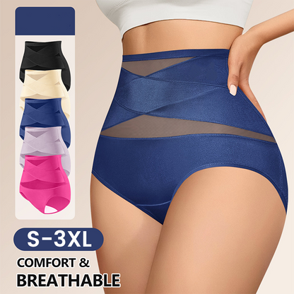 🌸 Last Day Special Price $22.99! 🔥Buy 1 Get 1 Free🎁Plus-Size High-Waist Cross Tummy Control Panties