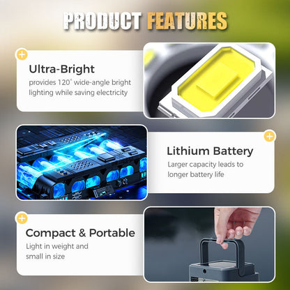 🏕️60% OFF NOW! Portable Waterproof Solar-Powered Camping Light – 3-Level Dimmable LED Outdoor Lamp, Adjustable Bracket, Long Lasting Rechargeable Light for Camping, Hiking & Emergency