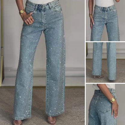 🔥Straight leg jeans with rhinestones✨Become the shining protagonist！✨