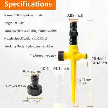 🏡BUY 1 GET 1 FREE✨360° Rotation Auto Irrigation System Garden Lawn Sprinkler Patio