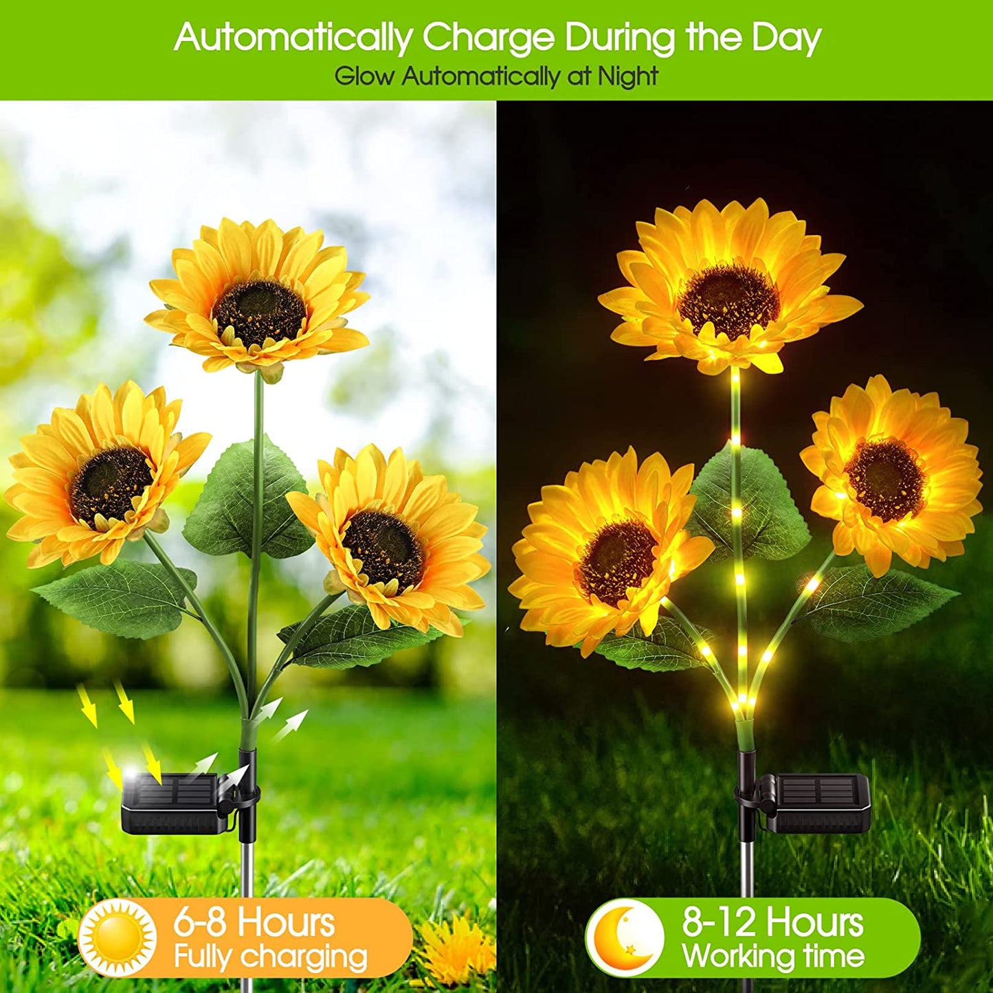 ⏰🔥LIMITED-TIME 50% OFF! 🌻 Sunflower Solar Lights – Auto On/Off, 14H Glow & IP65 Waterproof, Perfect for Garden & Patio ✨☀️