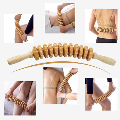 🔥12 Rollers Curved Wooden Massage Stick