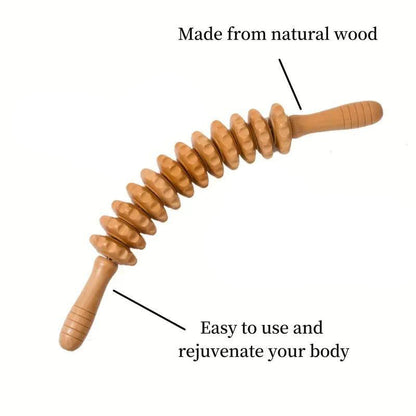 🔥12 Rollers Curved Wooden Massage Stick