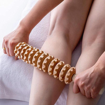 🔥12 Rollers Curved Wooden Massage Stick