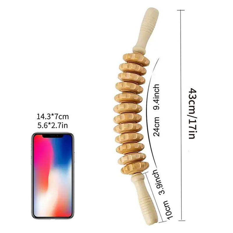 🔥12 Rollers Curved Wooden Massage Stick