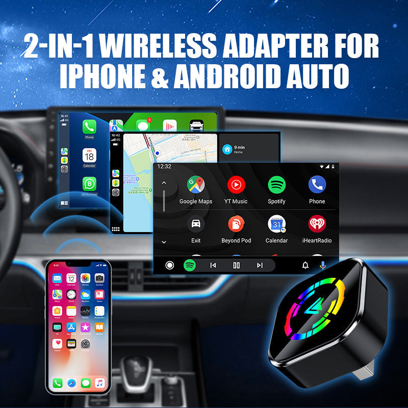 🎉Up to 50% OFF🎉2-in-1 Draadloze Adapter voor iPhone & Android Auto