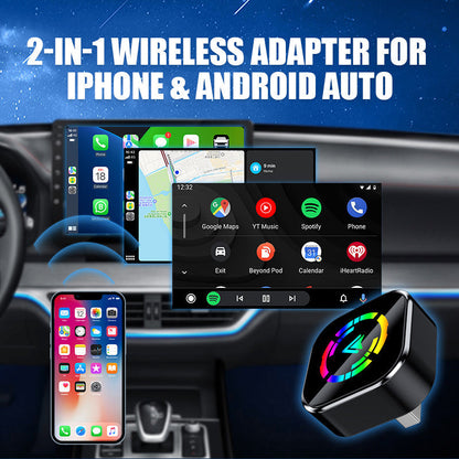 🎉Up to 50% OFF🎉2-in-1 Draadloze Adapter voor iPhone & Android Auto
