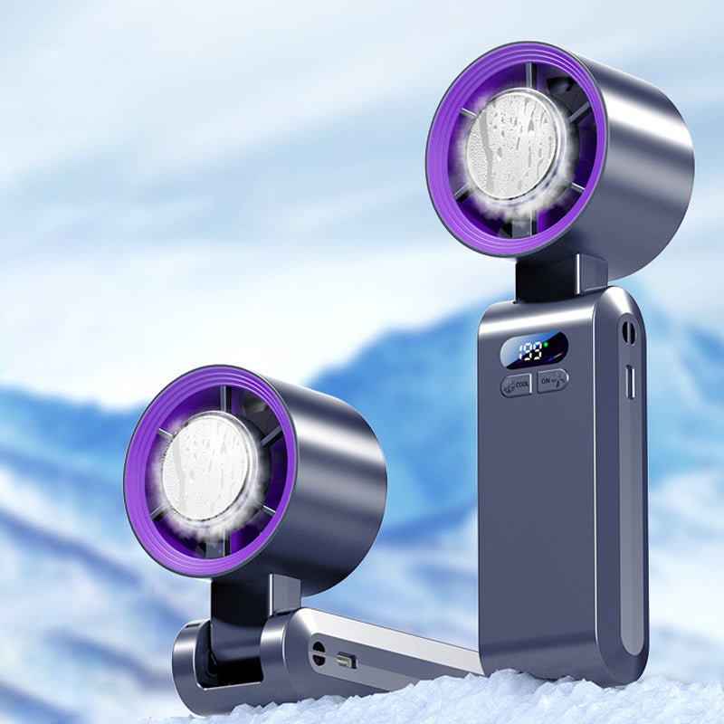 ❄️💨50% OFF Handheld Portable Fan with Ice Cooler⚡🥶 Personal Misting Fan for Outdoor Sports, Travel & Gym | Rechargeable, 3 Speeds, Instant Cooling Relief