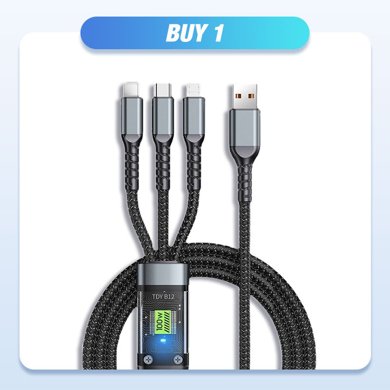 🔥Transparent Luminous 3-in-1 Super Fast Charging Cable🔥