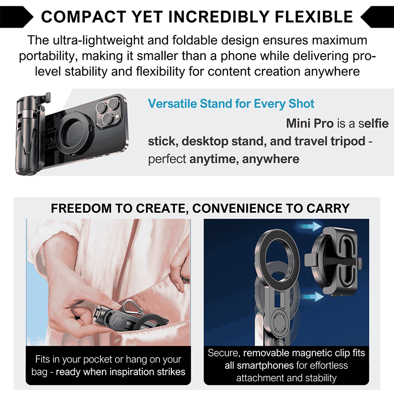 Compact Multi-Function Extendable Selfie Stick