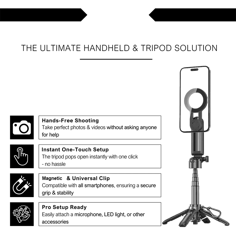 Compact Multi-Function Extendable Selfie Stick
