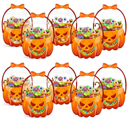 ❄️Summerfresh 50% OFF!🍬20-Pack Pumpkin Halloween Treat Bags – Resealable Clear Party Favour Bags with Handles