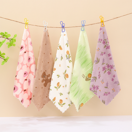 5PCS Set of Coral Fleece Absorbent Lint-Free Dishcloths for Home Use🫧