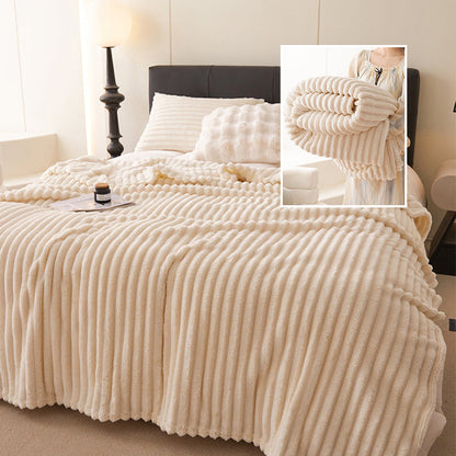 🛍️ 50% Off – Cozy Flannel Throw Blanket with Rabbit Fur Look – Soft, Lightweight & Versatile – Ideal for Office, Sofa & Travel 🛋️