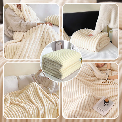 🛍️ 50% Off – Cozy Flannel Throw Blanket with Rabbit Fur Look – Soft, Lightweight & Versatile – Ideal for Office, Sofa & Travel 🛋️