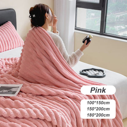 🛍️ 50% Off – Cozy Flannel Throw Blanket with Rabbit Fur Look – Soft, Lightweight & Versatile – Ideal for Office, Sofa & Travel 🛋️