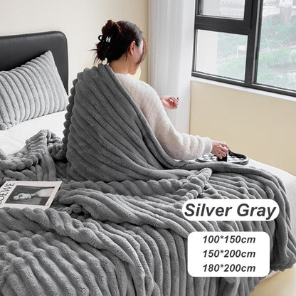 🛍️ 50% Off – Cozy Flannel Throw Blanket with Rabbit Fur Look – Soft, Lightweight & Versatile – Ideal for Office, Sofa & Travel 🛋️