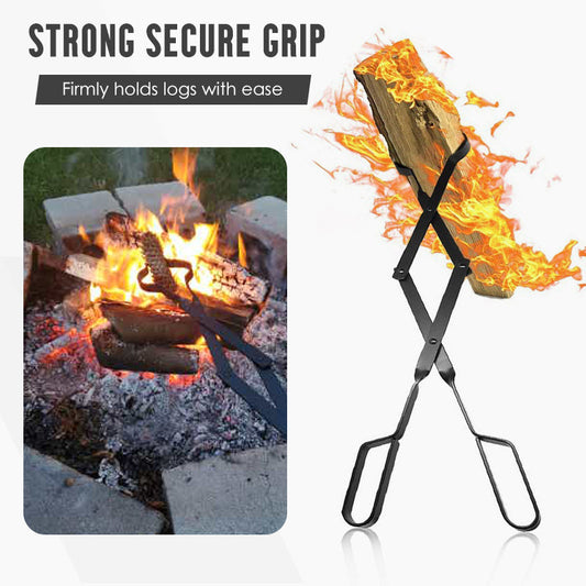 🔥Durable & Foldable Firewood Tongs