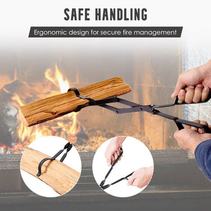 🔥Durable & Foldable Firewood Tongs