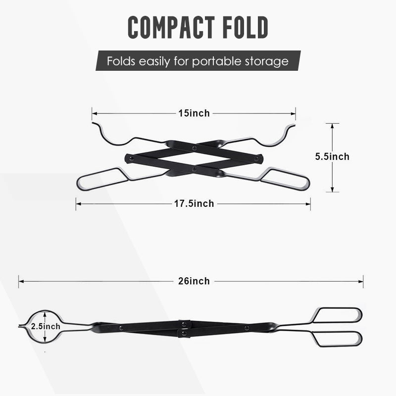 🔥Durable & Foldable Firewood Tongs