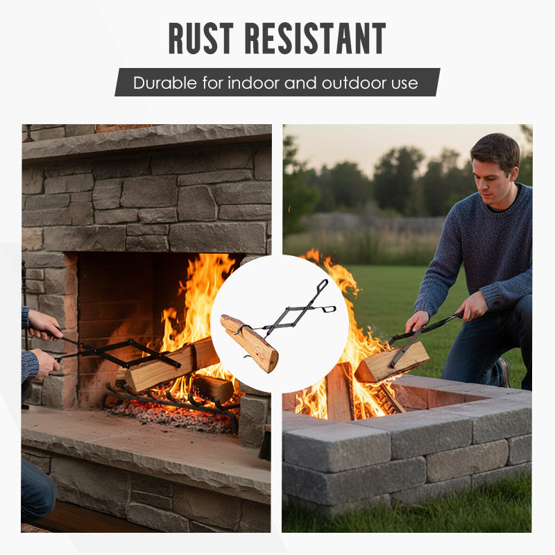 🔥Durable & Foldable Firewood Tongs