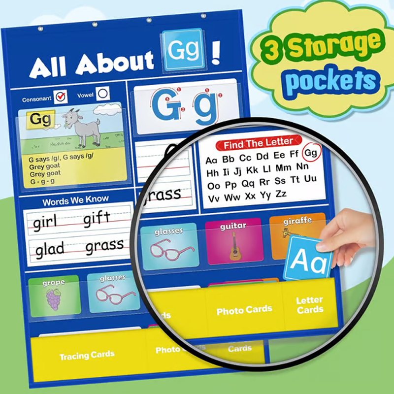 Children's Enlightenment Interactive Alphabet Learning Pocket Chart Set