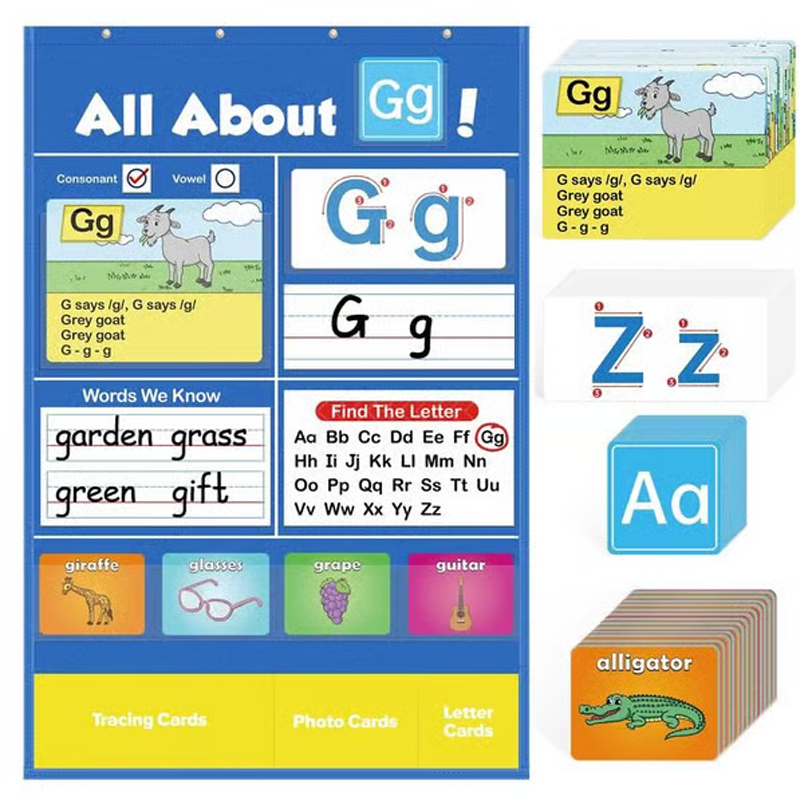 Children's Enlightenment Interactive Alphabet Learning Pocket Chart Set