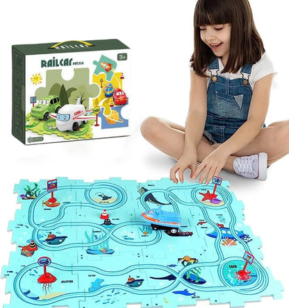 🔥Best Christmas Gift🚗🚗🚗Children's Educational Puzzle Track Car Toy Set