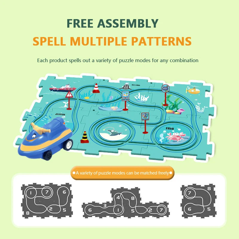 🔥Best Christmas Gift🚗🚗🚗Children's Educational Puzzle Track Car Toy Set