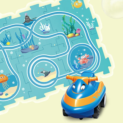 🔥Best Christmas Gift🚗🚗🚗Children's Educational Puzzle Track Car Toy Set