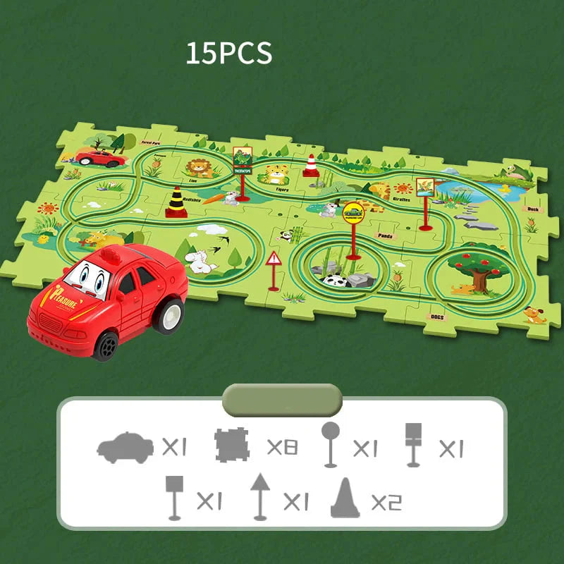 🔥Best Christmas Gift🚗🚗🚗Children's Educational Puzzle Track Car Toy Set